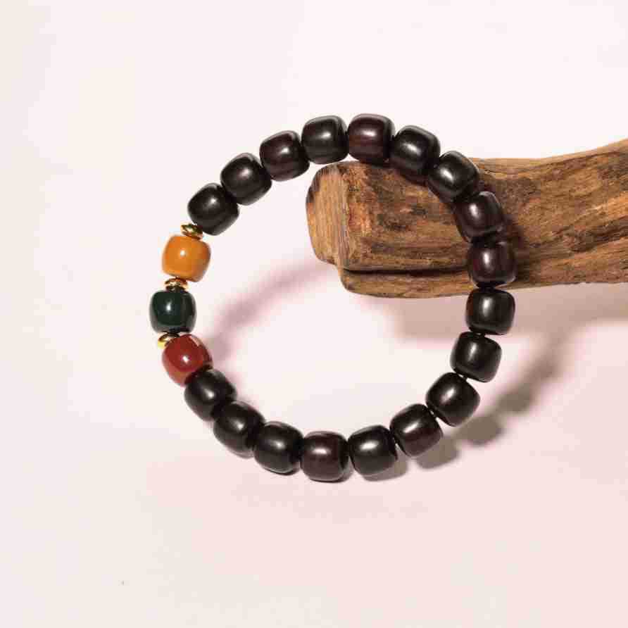 Pulseras de madera negra natural para parejas de hombres y mujeres juegan con un nuevo anillo de madera de estilo chino de Buda pulseras de nicho retro
