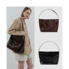 Korean 2024 Spring and Summer New Fashion Large Capacity Soft Calfskin Top Handle Bag Crossbody Bag for Women