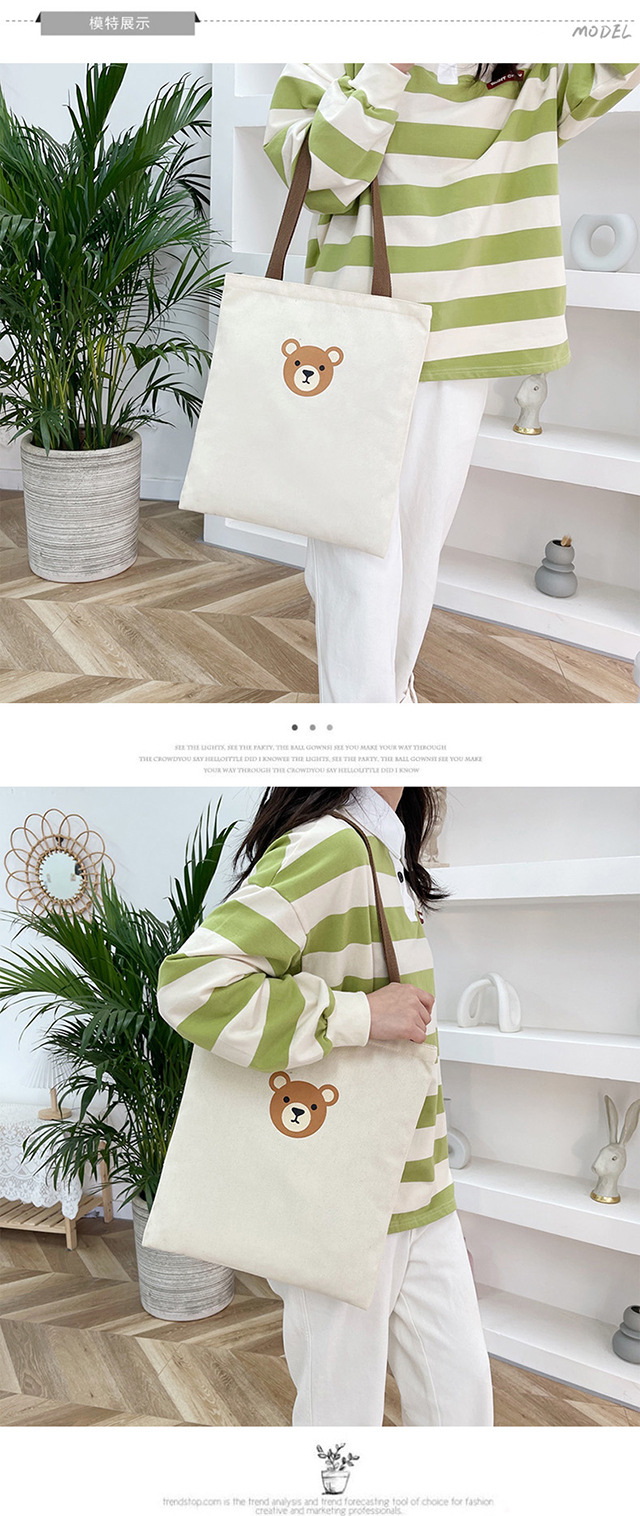 The 2022 new trendy women's canvas bag, a retro and cute student ulzzang canvas bag for women Specification drawing
