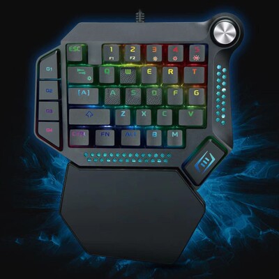 Cross border direct supply K60 One-handed keyboard RGB luminescence game Mechanical Keyboard Macro definition/Green shaft/With knob