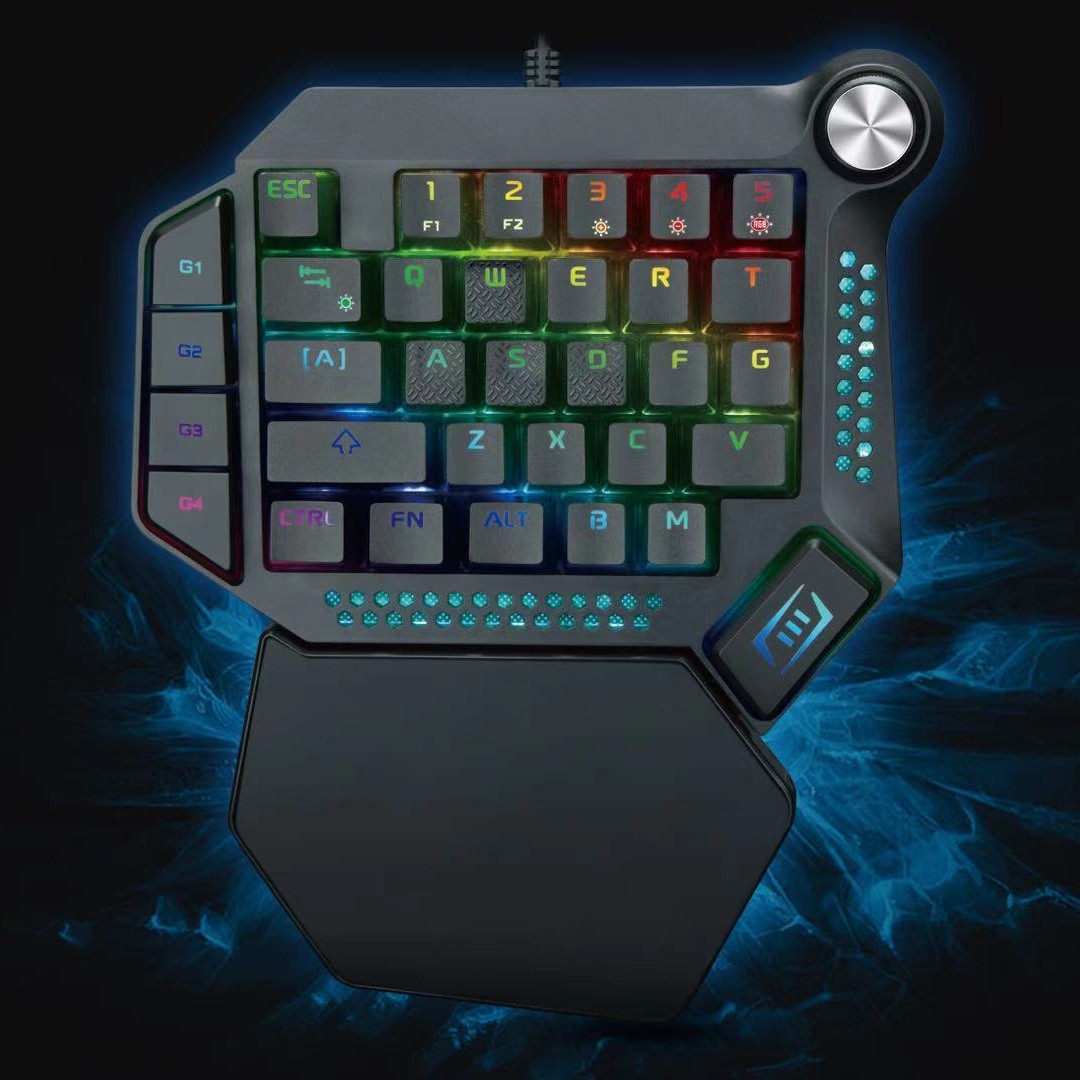 Cross border direct supply K60 One-handed keyboard RGB luminescence game Mechanical Keyboard Macro definition/Green shaft/With knob