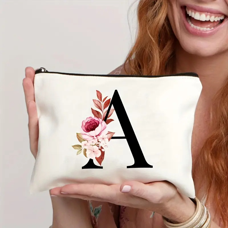 防水化妆包，带拉链开合，花卉图案，轻巧多功能的女士化妆包