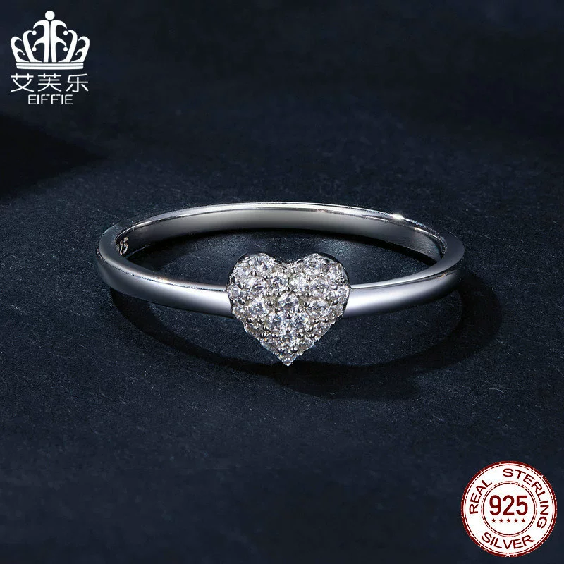 艾芙乐 (Cross-border trading), platinum universal ring heart shaped, accessory, 925 sample silver