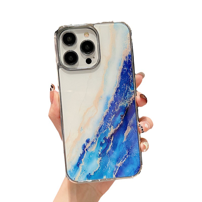 Galvanoplastie à motif marbré 2 en 1, étui de protection 2 en 1 adapté au téléphone iPhone 15 ProMax Apple 1413 S23_voghion.com