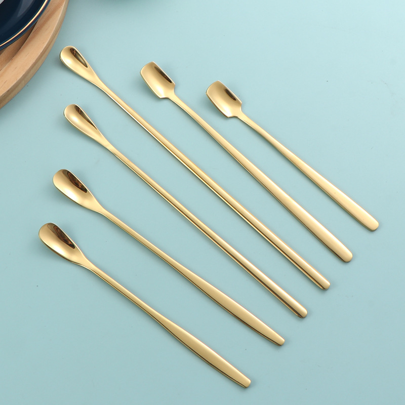 304 acero inoxidable mango alargado condimento cuchara café té leche miel sopa postre cuchara de hielo cuchara de barra regalo