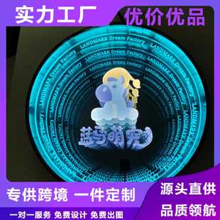 Thousand-Layer Mirror Led Stainless Steel Door Head Infinite Abyss Sign Outdoor Neon Light Three-Dimensional Luminous Character Billboard