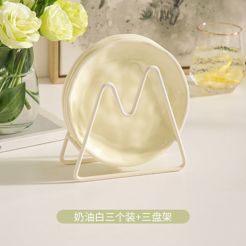 6inch 뼈접시 크림화이트 3팩+스탠드