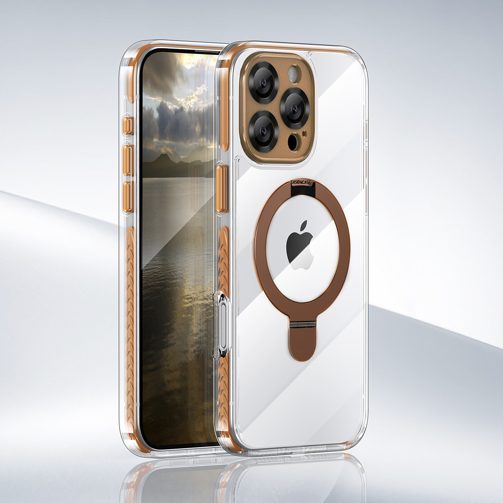 Soporte magnético transparente simple y avanzado para iphone16ProMax Apple 14 funda para teléfono móvil 15 espejo de metal 16