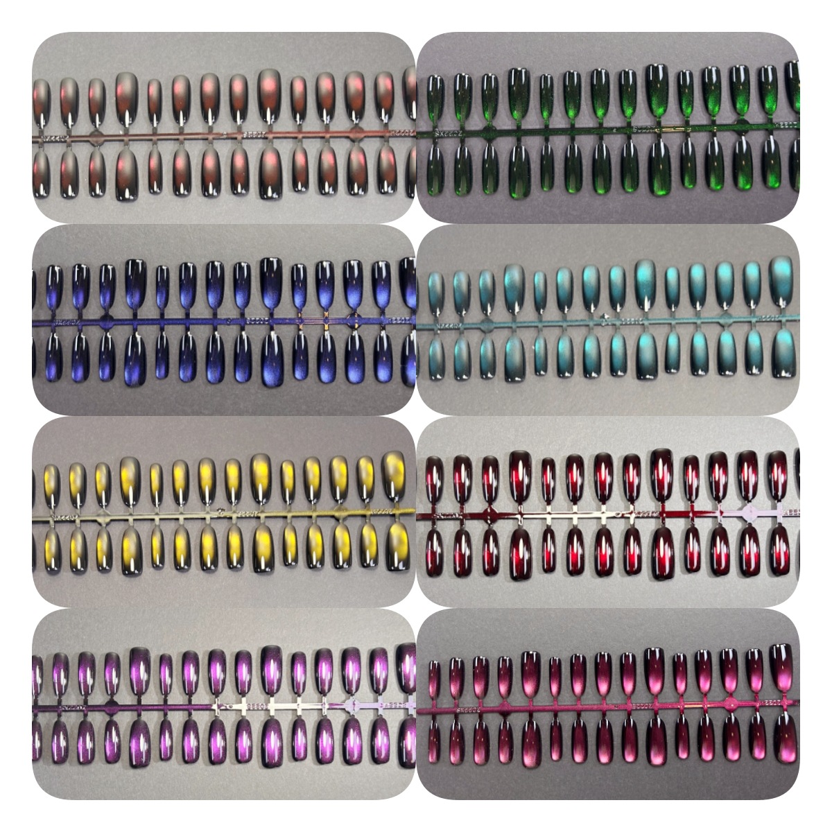 Colorful color-changing glass bead cat-eye press-on nails wholesale promotion