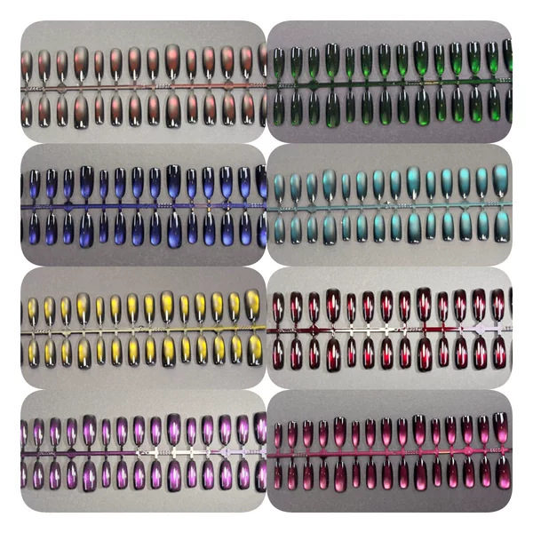 Colorful color-changing glass bead cat-eye press-on nails wholesale promotion