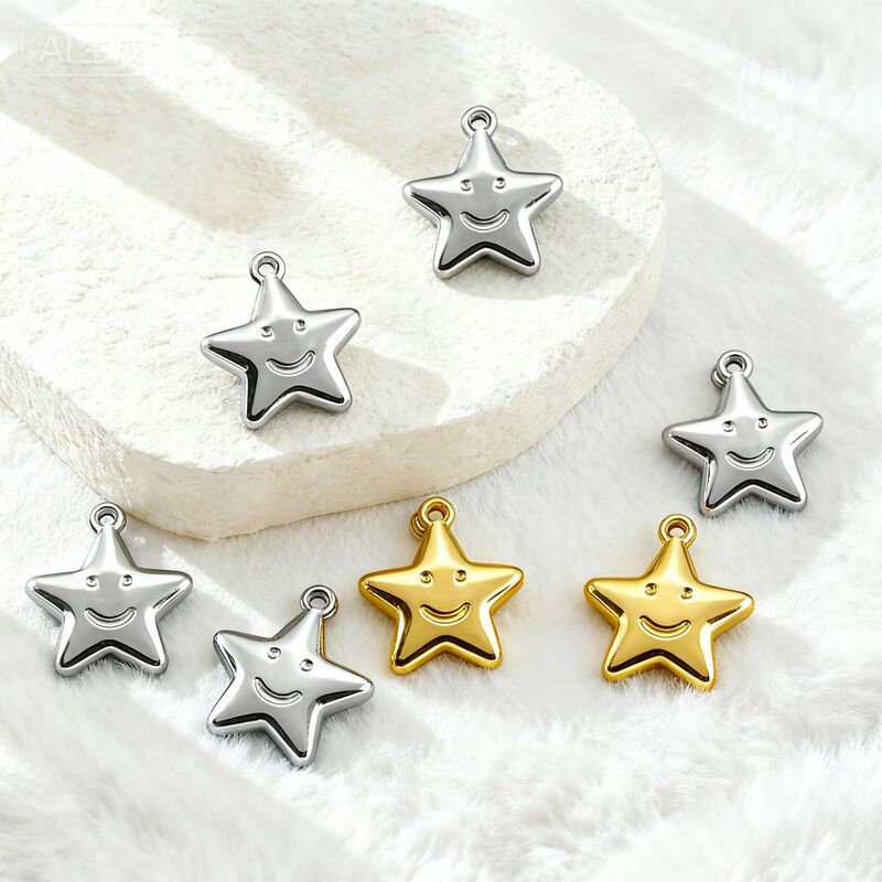 Factory Direct Sales Stainless Steel Star Smiley Face Pendant Necklace Bracelet Pendant DIY Jewelry Accessories Wholesale