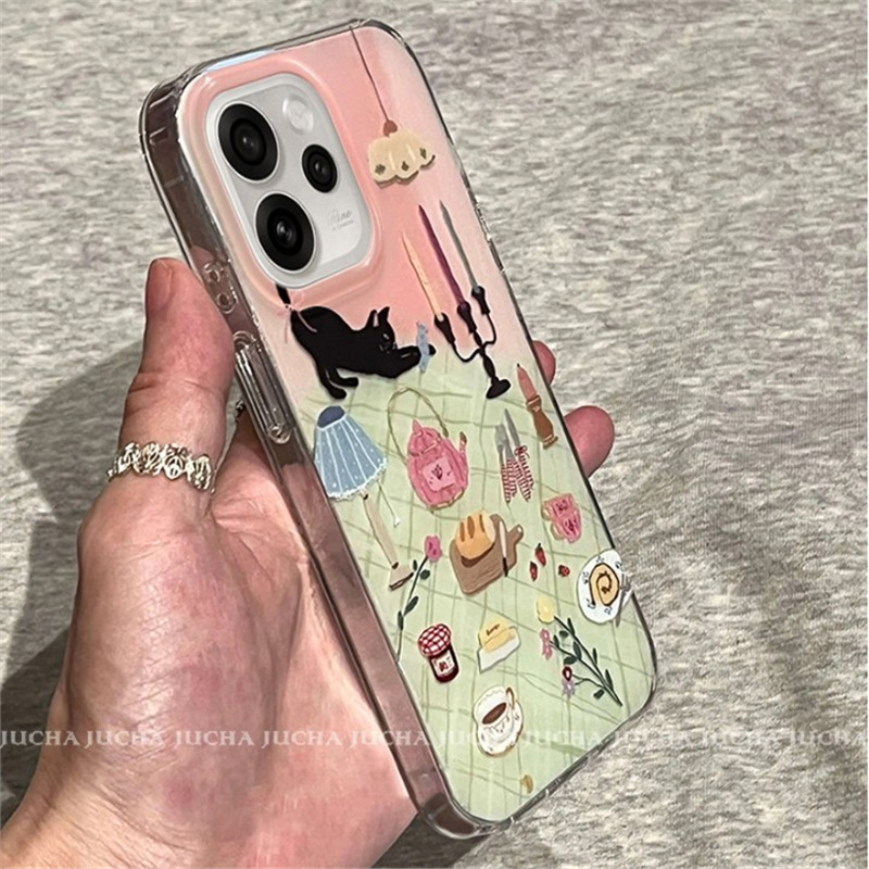 Aplicable a opporeno15 caso de teléfono móvil de alta calidad nuevo tipo OPPO Oreno15pro casa de gato de dibujos animados