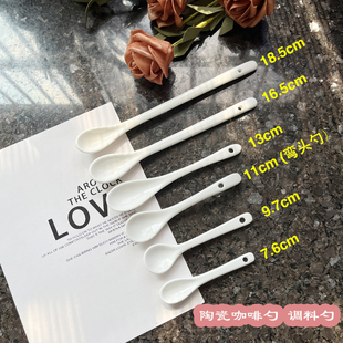 ✅ Ceramic Stirring Spoon Kitchen Seasoning Spoon Coffee Spoon Long Handle Spoon Small Spoon Short European Style Spoon Mug
