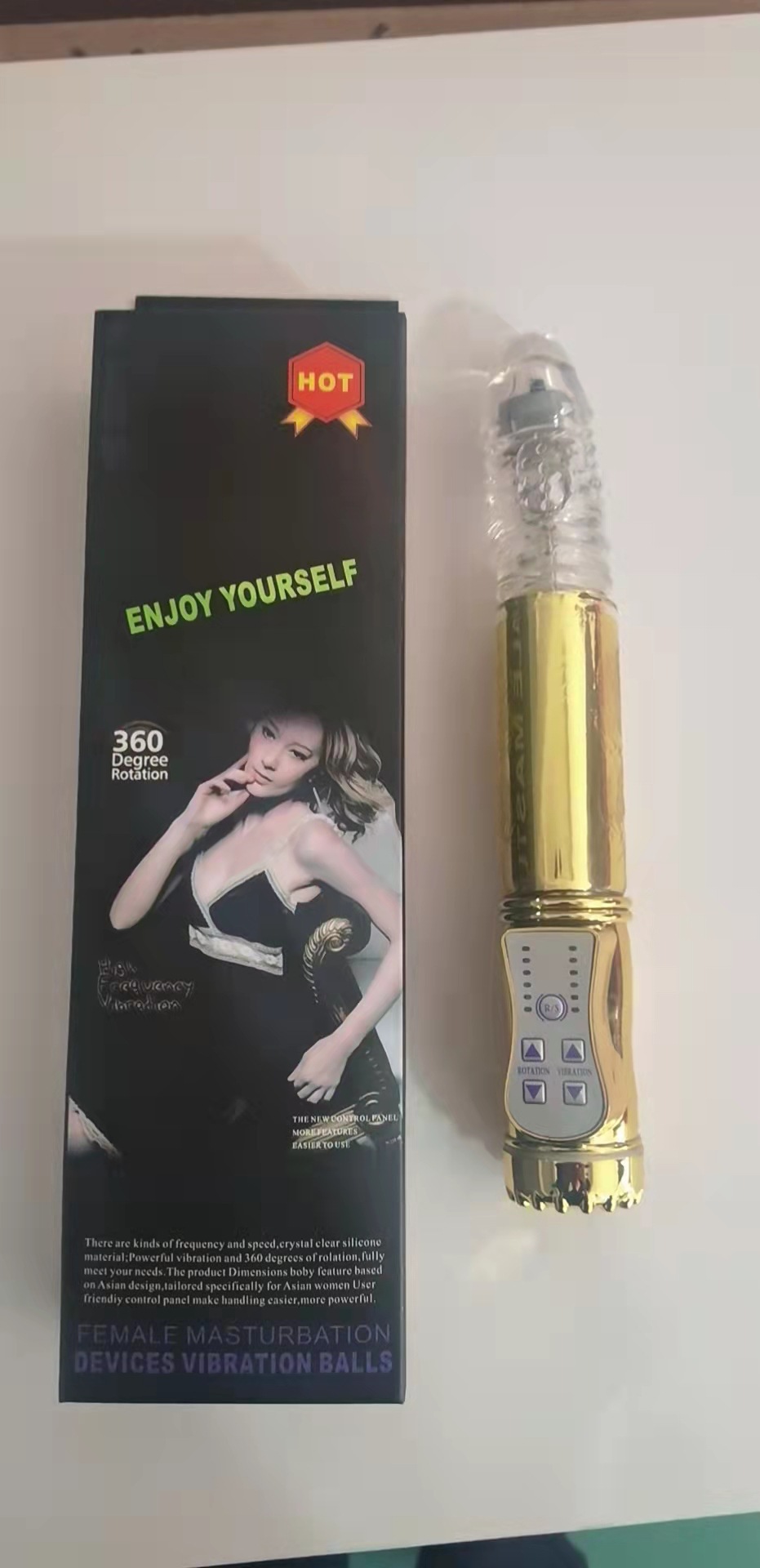 Thor Telescopic Rotating Bead Wand Vibrator, Variable Frequency Black Dominator Massager — detail image 7