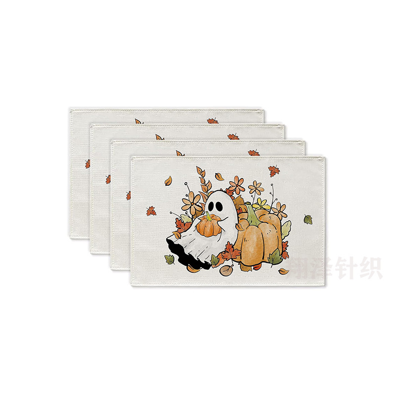 跨境新品万圣节餐垫跨境万圣节高级感轻奢可水洗西餐厅隔热桌垫|undefined