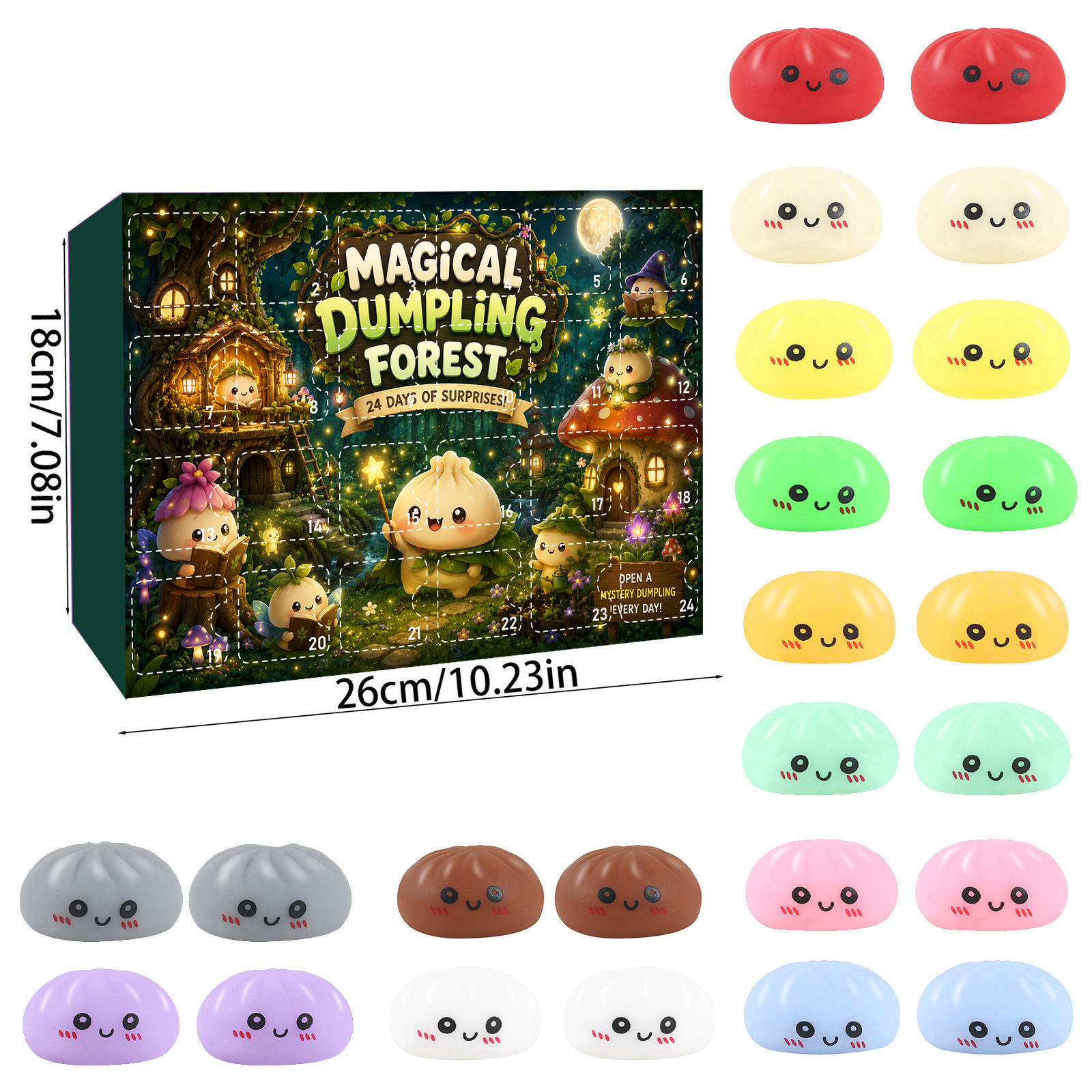 Cute Mini Bun Squishy Fidget Toy 24 días cuenta regresiva pan de dibujos animados pellizco pellizco Le caja ciega image 7