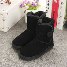 雪地靴5991中筒牛皮保暖男女童鞋学生棉鞋 牛筋底特价一件代发货