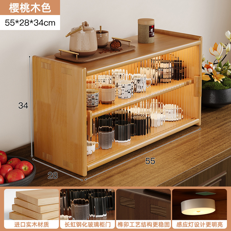 Vitrina de vidrio a prueba de polvo para mesa de comedor, gabinete de almacenamiento multifuncional para tazas de té, café y decoración