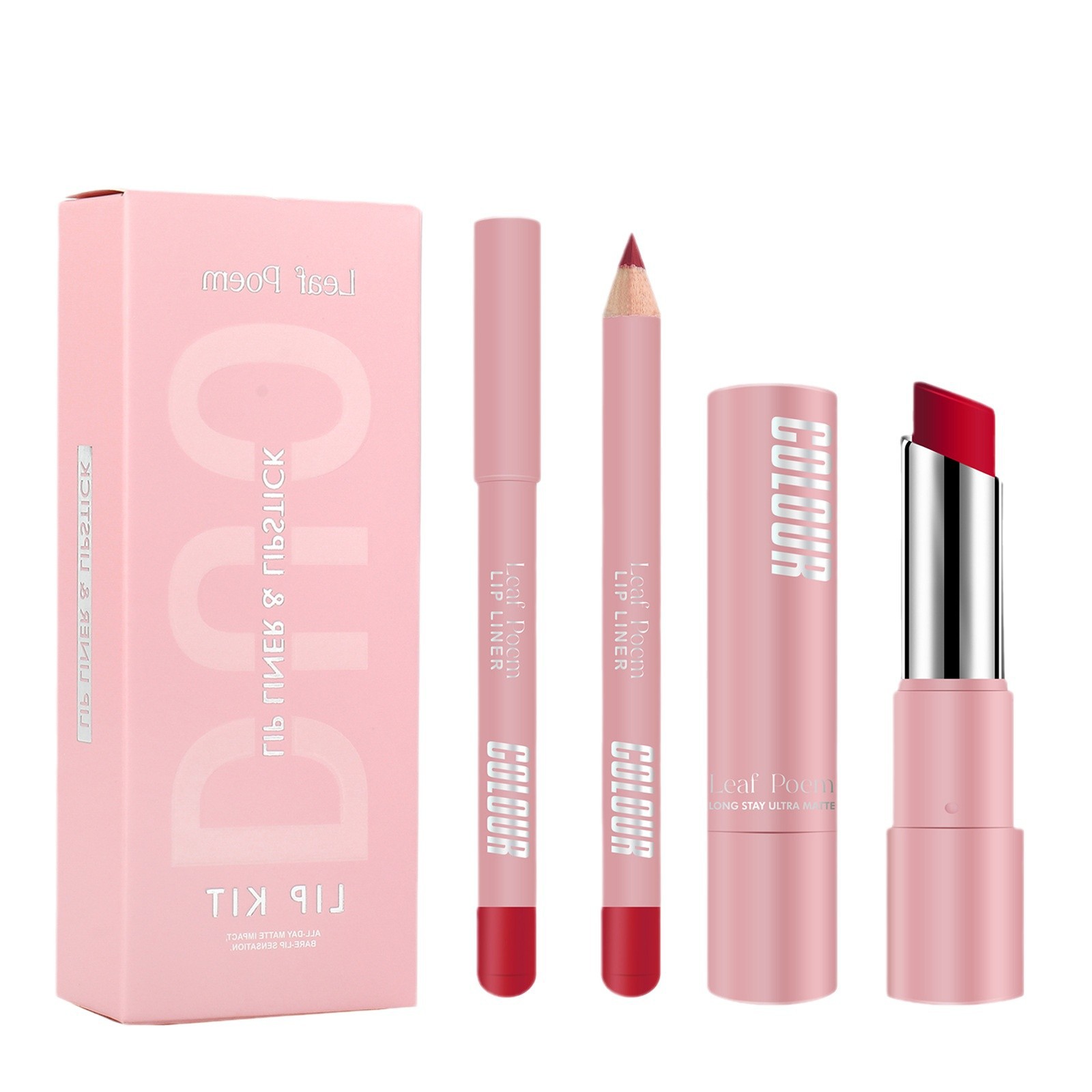 Suministro transfronterizo de Europa y América mat lipstick un conjunto completo de dos en uno de color desnudo frijol velvet lápiz de lápiz labial set lipstick