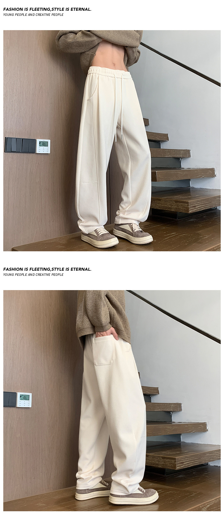 Herren Schwergewichtige Diagonal Schnitt Sweatpants Freizeithose_voghion.com