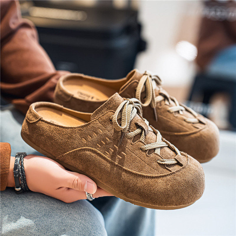 Dép bít mũi nam kiểu Birkenstock quai hậu không gót, chống trượt chịu mài mòn, đi ngoài trời mùa thu — K7788 Hạt dẻ, K7788 thẻ