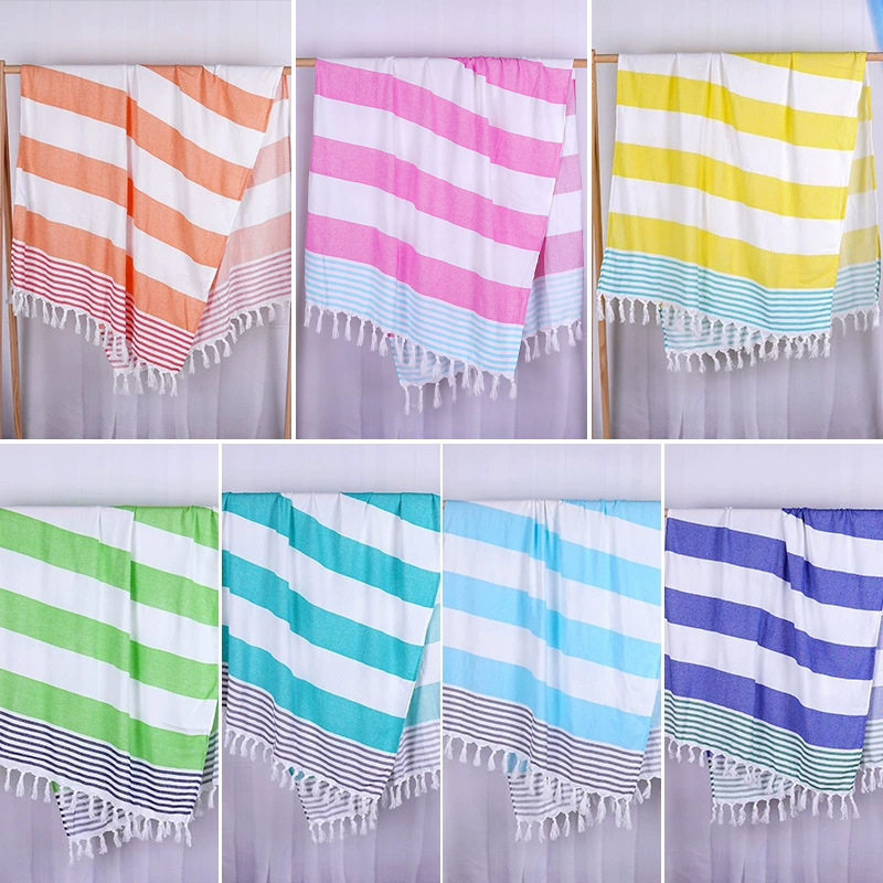 Factory Hot Sale Turkey Beach Towel Seaside Bath Towel Handmade Tassel Absorbent Large Towel Lightweight Breathable Beach Towel