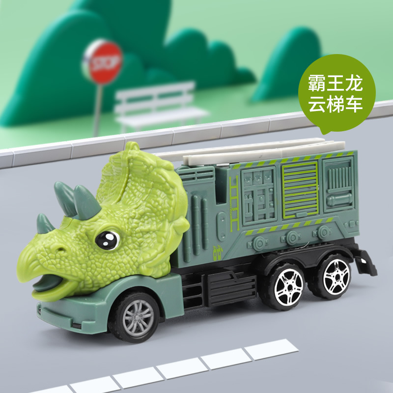 Dinosaurio de dibujos animados Ingeniería juguete para niños coche traje niño rompecabezas Tyrannosaurus excavadora coche grúa resistente a la caída