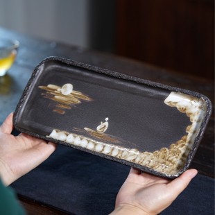 Yixing Purple Sand Handmade Coarse Pottery Artistic Conception Tea Tray Dry Bubble Table Zen Retro Pot Holder Chinese Tea Tray