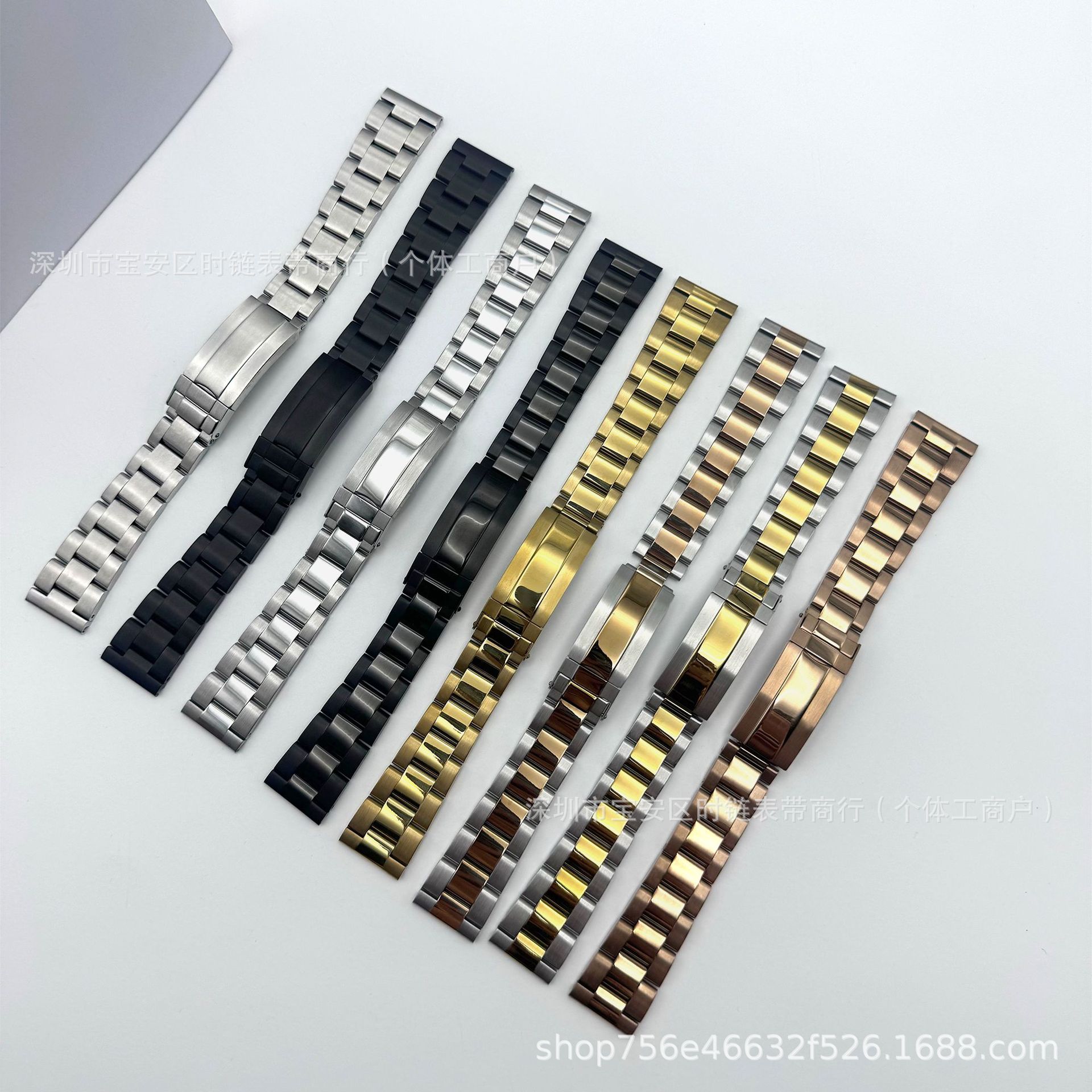 Tres perlas sólidas de acero inoxidable correa de reloj fantasma de agua buceo cabeza plana hebilla correa de reloj de hombre cabeza plana 20mm 22mm