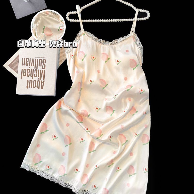 44131 여성 [가슴 패드가 달린 아이스 실크 잠옷]