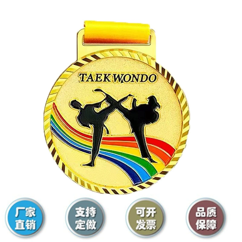 Медаль Тхэквондо Изготовление Металла Дети Перечислены Студенческие Игры Марафон Колледж Студент Марафон Медаль