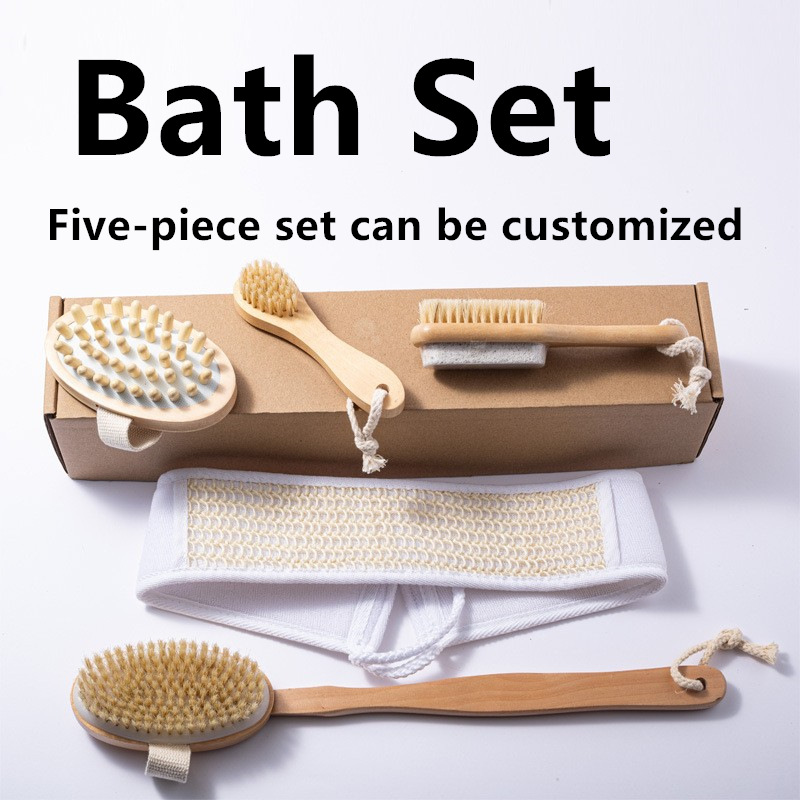 Cross-border bath brush massage brush bath suit rubbing back artifact bath brush grinding foot stone bath brush five-piece wholesale