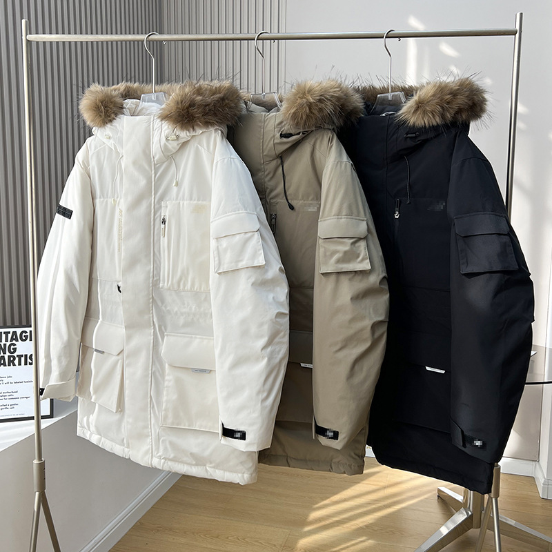 冬新款NB羽绒服女 工装毛领休闲加厚外套男女情侣宽松保暖鸭绒服|undefined