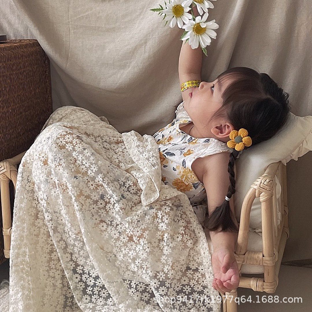 ins new South Korea children's summer breathable embroidered small flower blanket cute air conditioning blanket mosquito-proof small blanket soft