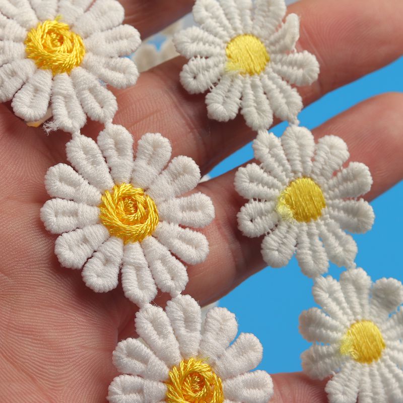 pétalos de sol accesorios de encaje de flores Daisy soluble en agua encaje jardín de infantes materiales hechos a mano decoración de gorras