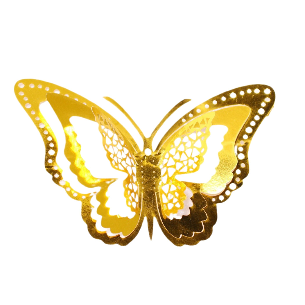 Venta al por mayor de fábrica: 12 pegatinas de pared de mariposas huecas para decoración navideña festiva del hogar, uso interior tridimensional en 3D