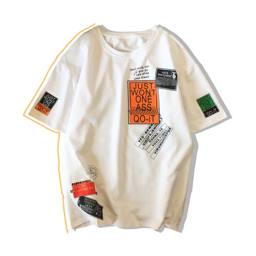 Men's Summer Short Sleeve T-Shirt, Trendy Streetwear, New Ins Style, Five-Button Sleeve Top, Loose Half-Sleeve T-Shirt, Korean Style