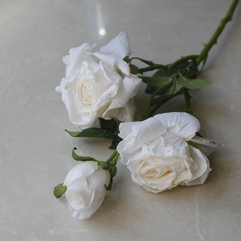 Flores de simulación 5 flores de seda retro rosa de borde focal decoración de boda flores falsas ramo de flores secas diseño de alto nivel