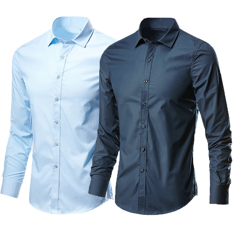 Camisa blanca de manga larga para hombres sin planchar ropa formal de negocios Delgado estilo coreano trabajo profesional camisa de traje casual blanca para hombres