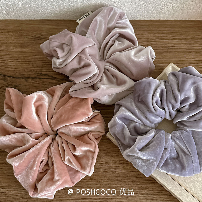 质感超棒！超大纯色品质丝绒大肠发圈气质高级感丸子头扎头发发饰|undefined