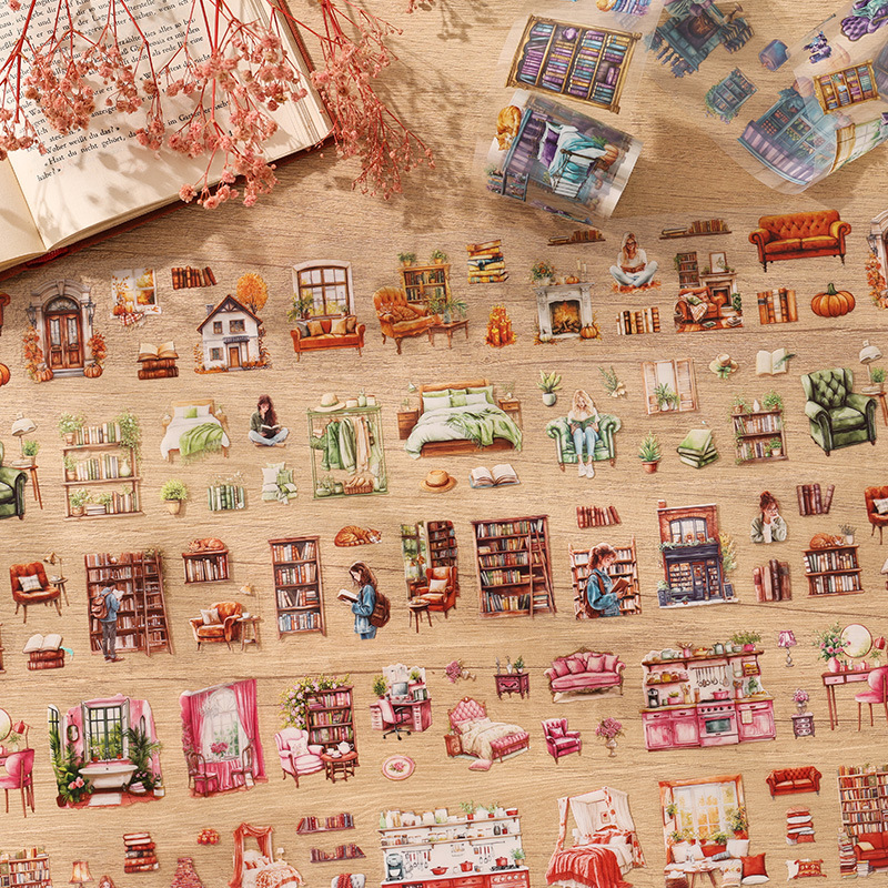 Exclusive Time Series Caja de juego de cinta de pet impermeable transparente Cuenta de mano retro transfronteriza Etiqueta engomada de material de paisajismo de bricolaje