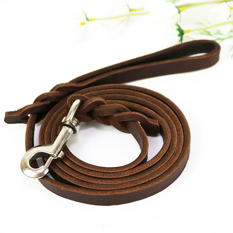 Leather Dog Leash, Premium Genuine Leather, Multiple Lengths (120–260 cm), 0.4 cm Thick