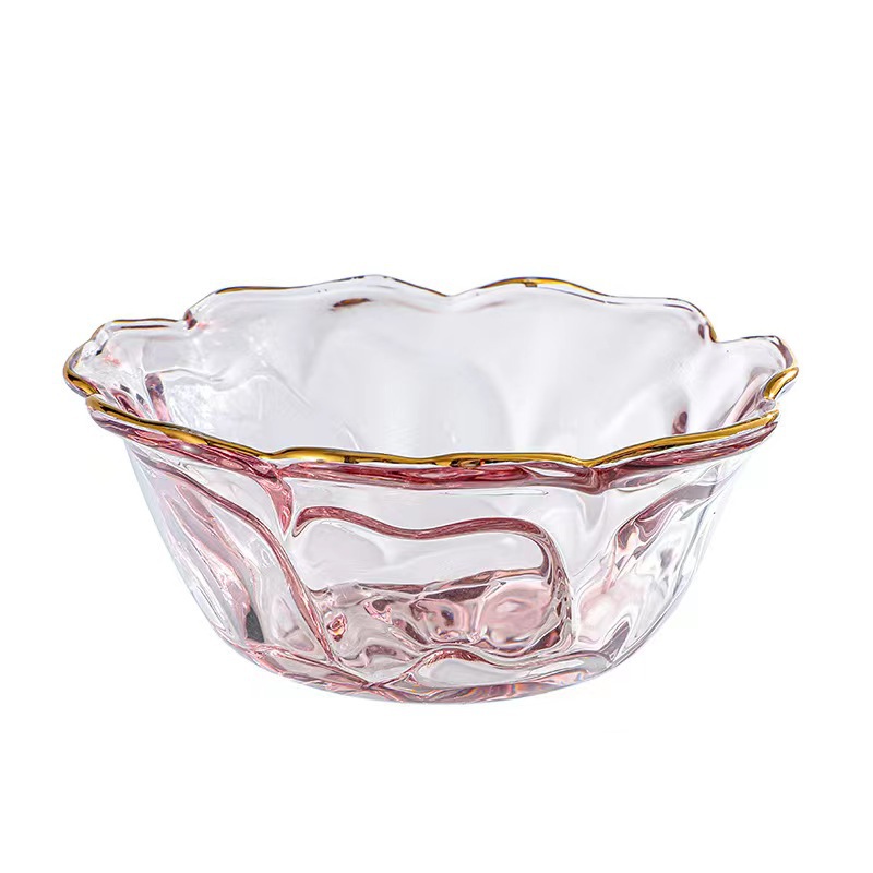 핑크 황금 가장자리 그릇