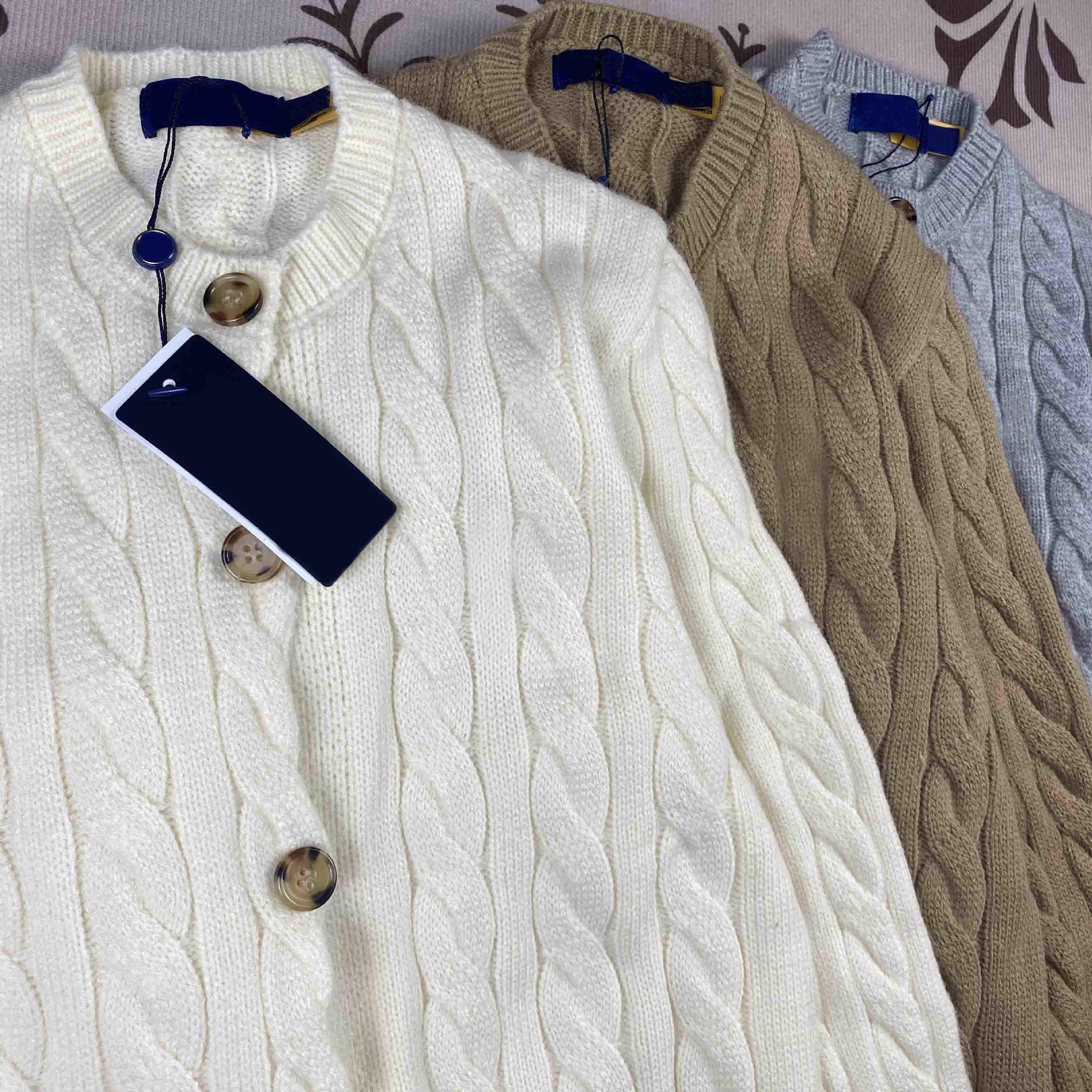 RL Ruff Pony Mark Thickened Embroidered Twist Crewneck Sweater Women's Paul Cardigan Short Autumn and Winter Coat