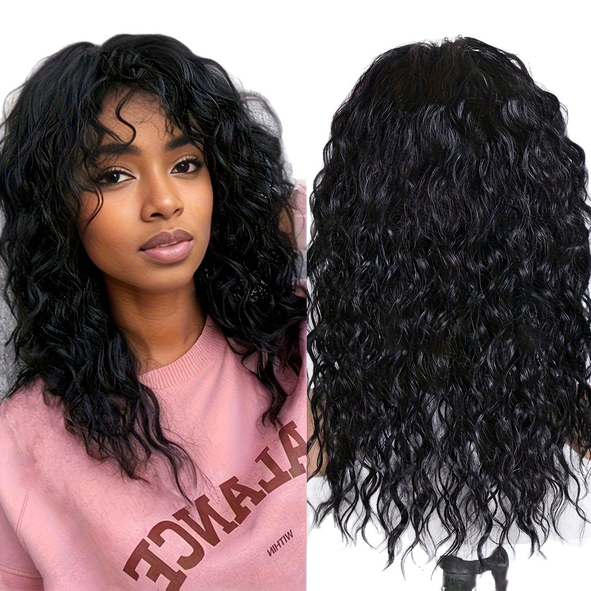 Parrucca riccia africana nera da donna, lunga e sciolta, sintetica, con extension per capelli_voghion.com
