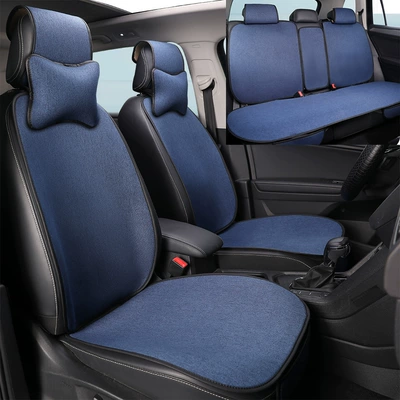 Car Seat Cushion, Suitable for: Four Seasons Pad - blue-9-piece-set-rear-bench-seating-general