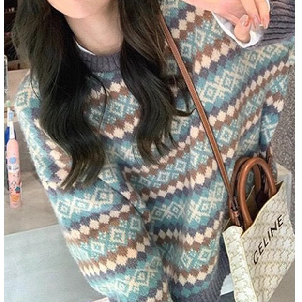 24 invierno Puyuan 2024 nuevo suéter Jacquard romántico de la isla de Fair nuevo otoño y invierno