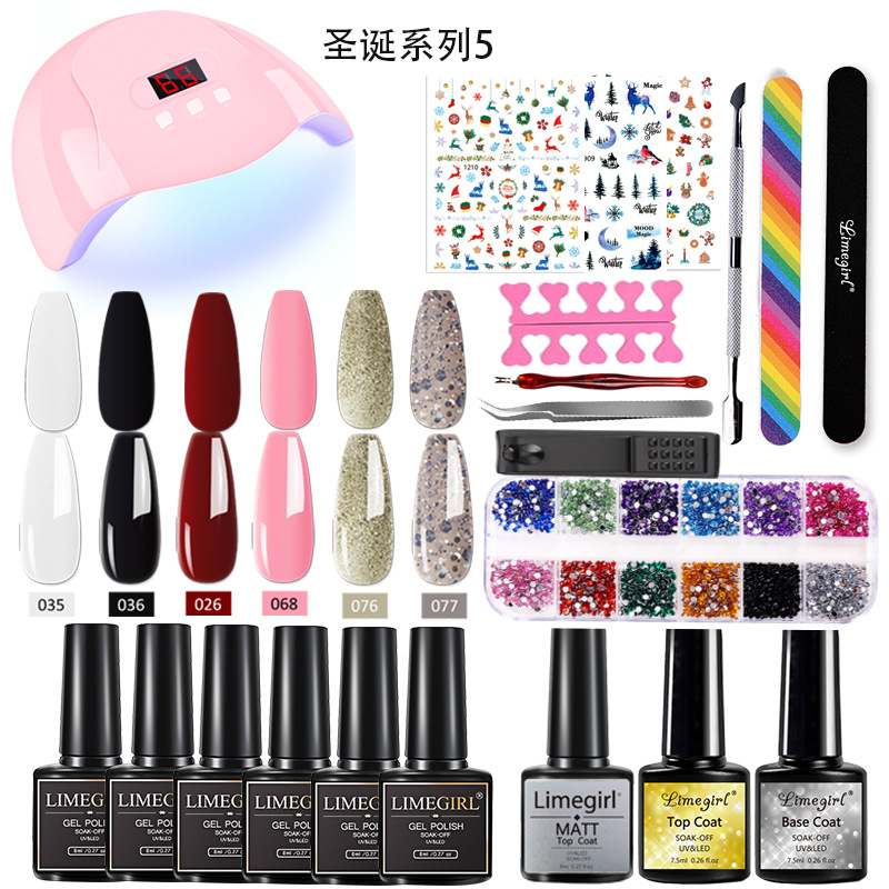 Transfronterizo nuevo traje de manicura Navidad esmalte de uñas pegamento herramientas de manicura traje joyería de uñas lámpara de fototerapia