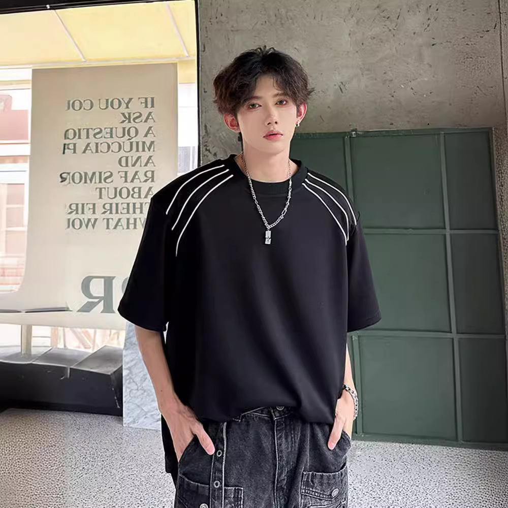 American Short-Sleeved T-Shirt Men's Summer Simple Trendy Brand High Street Design Sense Hairstylist Niche Loose Casual Half-Sleeved Export