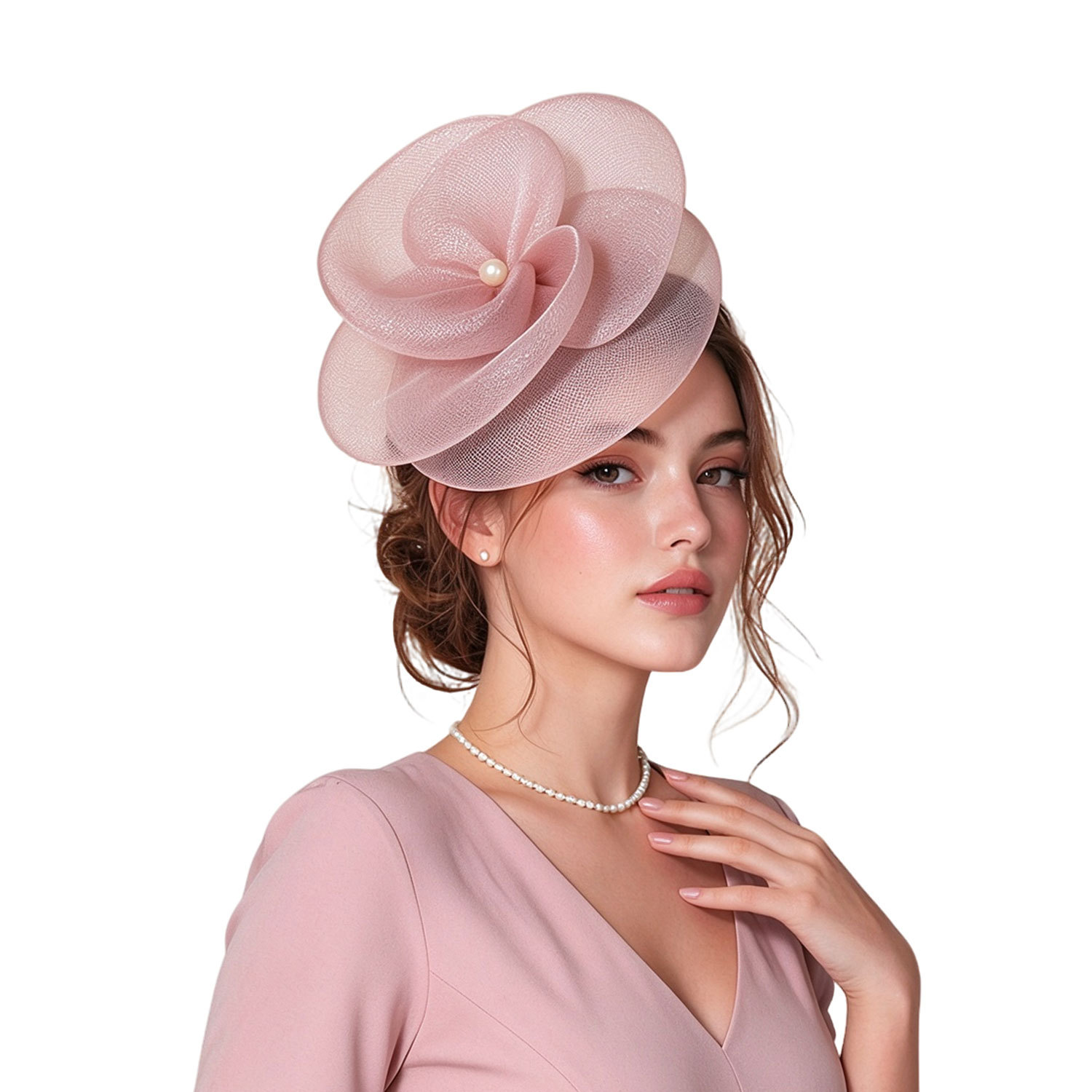 2025 Amazon New Style Mesh Topper Hat Headwear European and American Bride Flower Hair Accessories Party Performance Headwear for Women